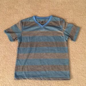 Swiss Cross Striped V-Neck Short Sleeve Top